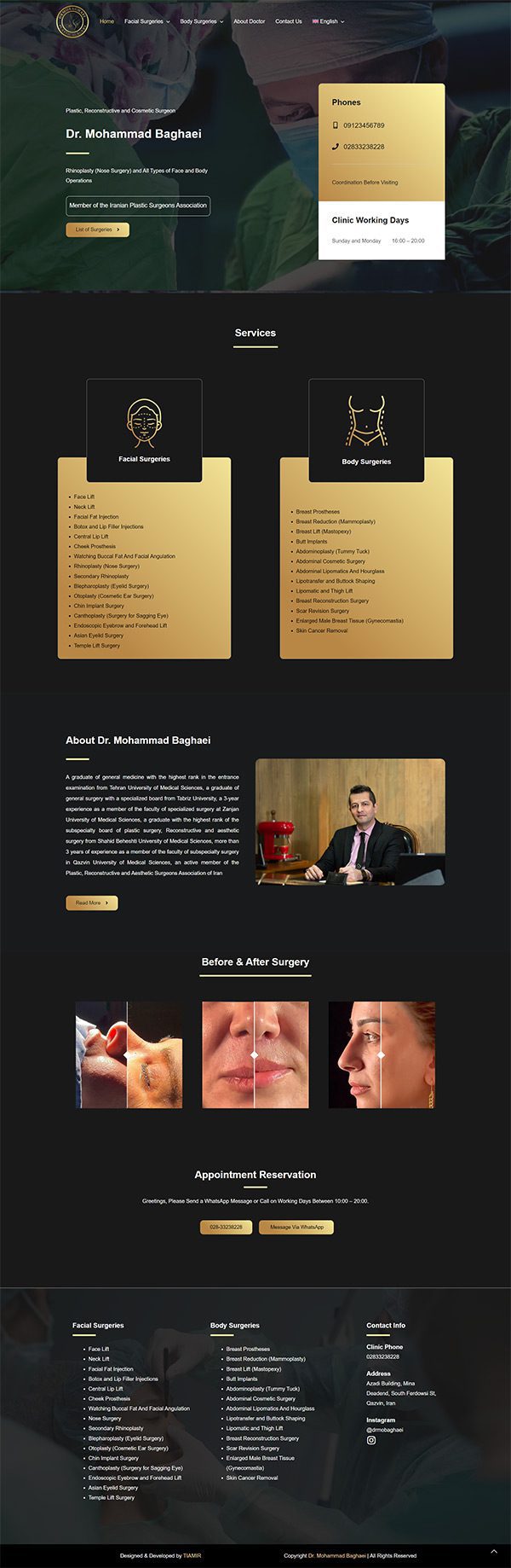 نمونه کار طراحی سایت پزشکی دکتر محمد بقائی  