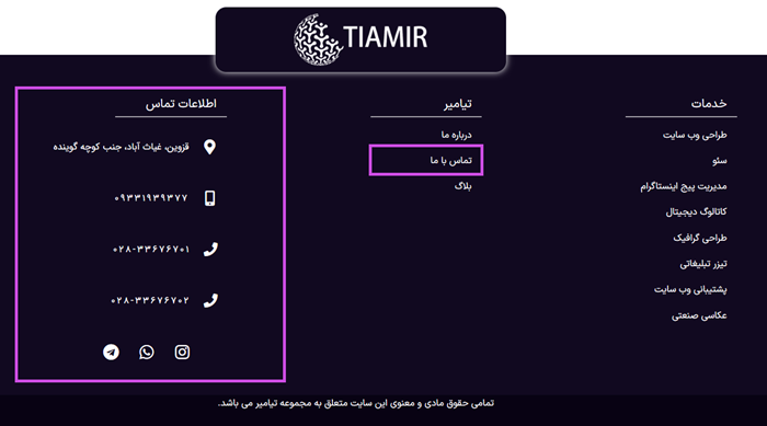 اطلاعات تماس در دسترس